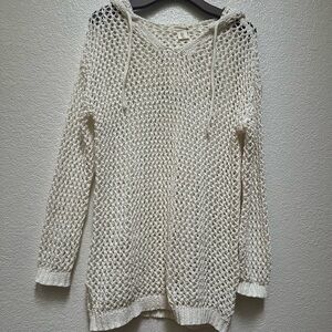 Nicole MillerWhite Knit Swim Coverup Hoodie